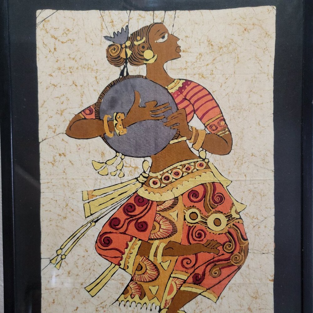 Indian Woman Dancing Painted on Cloth Beautiful Wall Hanging Art Home